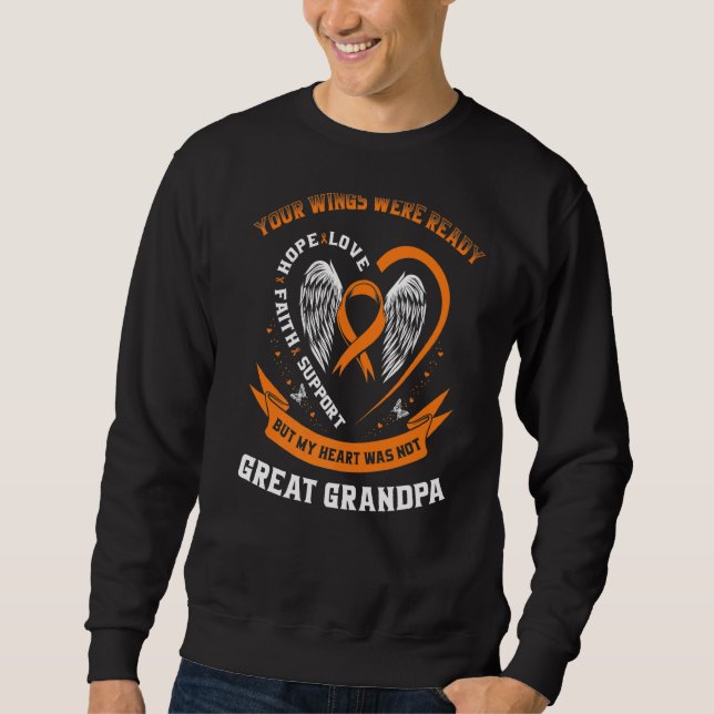Orange Leukaemia Awareness Great Grandpa Wings Wer Sweatshirt (Front)