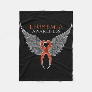 Orange Leukaemia Awareness Ribbon With Angel Wings Fleece Blanket