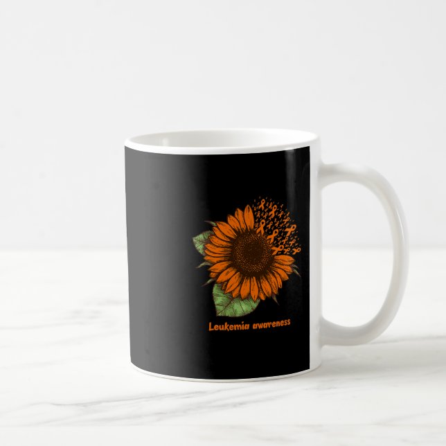 orange leukaemia awareness sunflower gift warrior  coffee mug (Right)