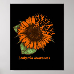 Orange Leukaemia Awareness Sunflower Gift Warrior Poster