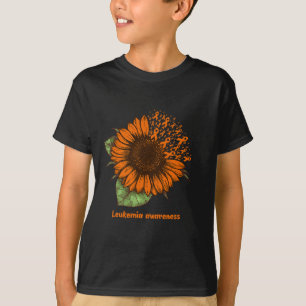 Orange Leukaemia Awareness Sunflower Gift Warrior  T-Shirt