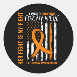 Orange Leukaemia Cancer Awareness Niece American F Classic Round Sticker