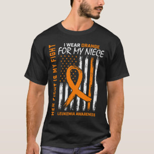 Orange Leukaemia Cancer Awareness Niece American F T-Shirt