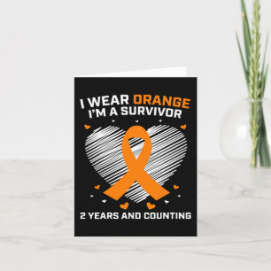 Orange Leukaemia Survivor Gifts 2 Years Cancer Fre Card