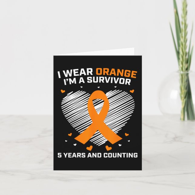 Orange Leukaemia Survivor Gifts 5 Years Cancer Fre Card (Front)