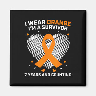 Orange Leukaemia Survivor Gifts 7 Years Cancer Fre Magnet