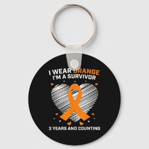 Orange Leukemia Survivor Gifts 3 Years Cancer Free Key Ring