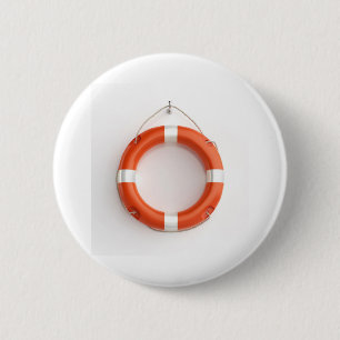 Orange lifebuoy ring 6 cm round badge