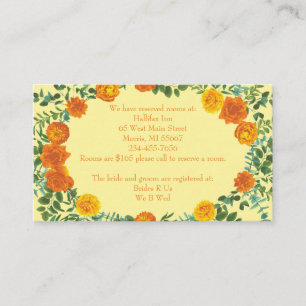 Orange & Light Yellow Peony Rose Wedding Enclosure Card