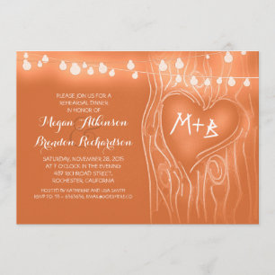 orange lights tree romantic rehearsal dinner invitation
