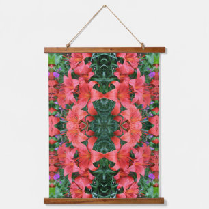 Orange Lilies Abstract Pattern Hanging Tapestry