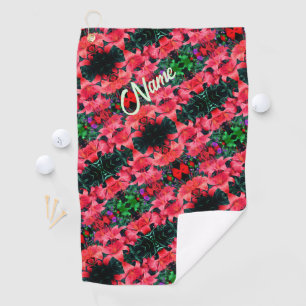 Orange Lilies Abstract Pattern Personalised Golf Towel