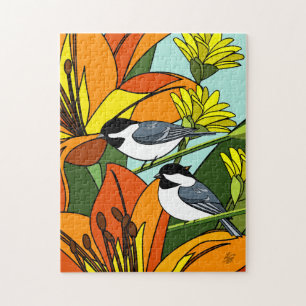 Orange Lilies and Daisies Jigsaw Puzzle