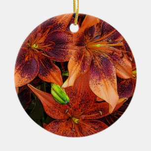 Orange Lilies Ceramic Tree Decoration