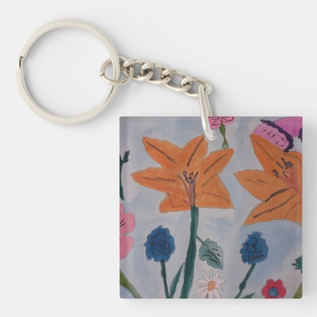 Orange Lilies  Key Ring (Front)