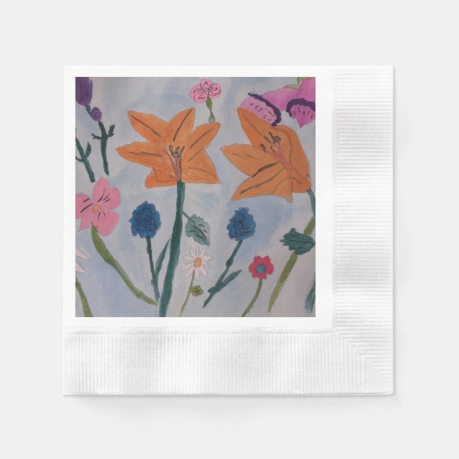 Orange Lilies Paper Napkin (Front)