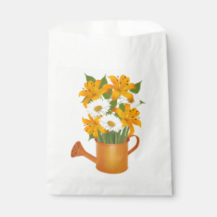 Orange Lilies White Daisies Summer Wedding Floral Favour Bags