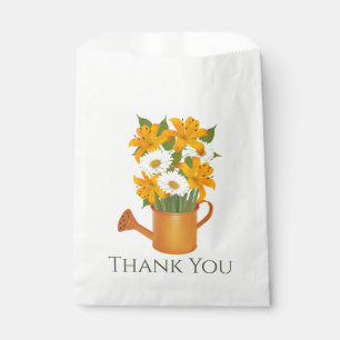 Orange Lilies White Daisies Thank You Floral  Favour Bags