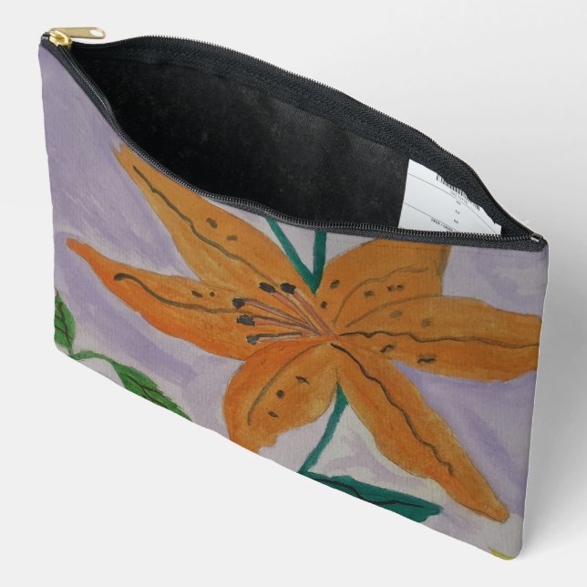 Orange Lily Accessory Pouch (Open)