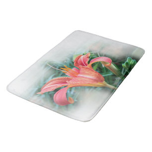 orange lily bath mat
