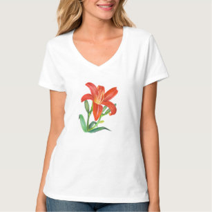 Orange Lily Botanical Illustration T-Shirt