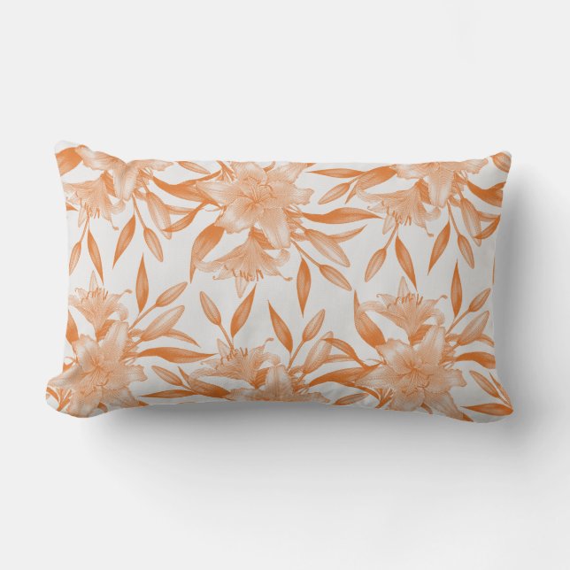 ORANGE LILY FLORAL MESSAGE Throw Pillow (Front)