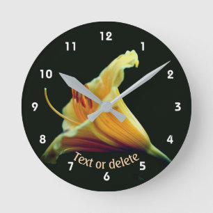 Orange Lily Flower Personalised Round Clock