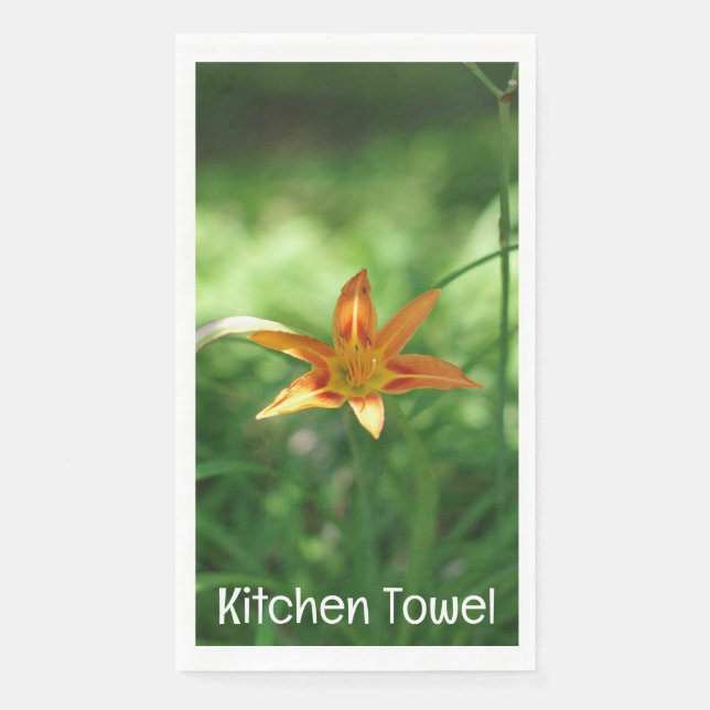 Orange Lily Meadow Towel Napkin (Front)