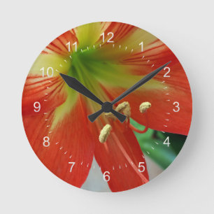 orange lily round clock