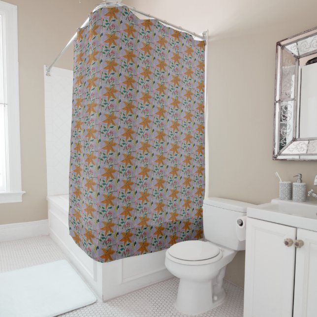 Orange Lily Shower Curtain (In Situ)