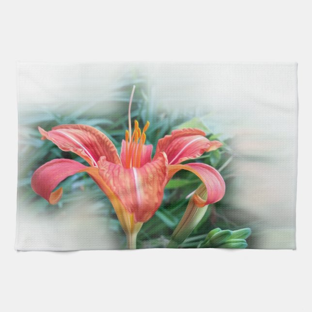 orange lily tea towel (Horizontal)