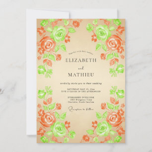 Orange Lime Leafy Wedding Invitation