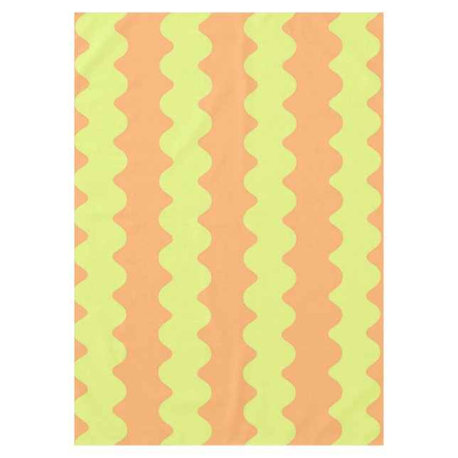 Orange Lime Wavy Stripe Bold Dining Accent Tablecloth (Front)