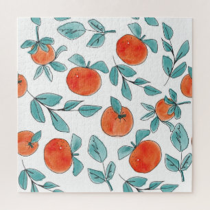 Orange line art: seamless pattern jigsaw puzzle