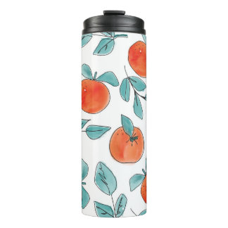 Orange line art: seamless pattern thermal tumbler