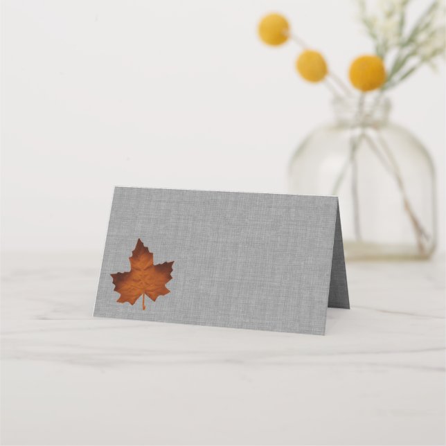 Orange Linen Folded Place Cards (Back)