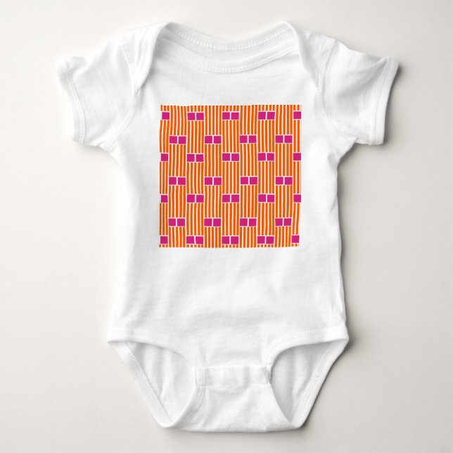 Orange Lines and Pink Boxes  Baby Bodysuit (Front)