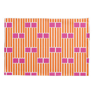Orange Lines and Pink Boxes Pillowcase