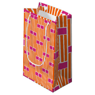 Orange Lines and Pink Boxes  Small Gift Bag