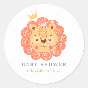 Orange Lion King baby shower  Classic Round Sticker