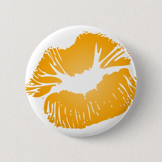 Orange Lips 6 Cm Round Badge (Front)