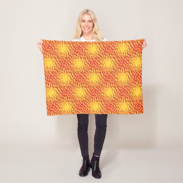 Orange Liquid Fire Interlocking Pattern Fleece Blanket (In Situ)