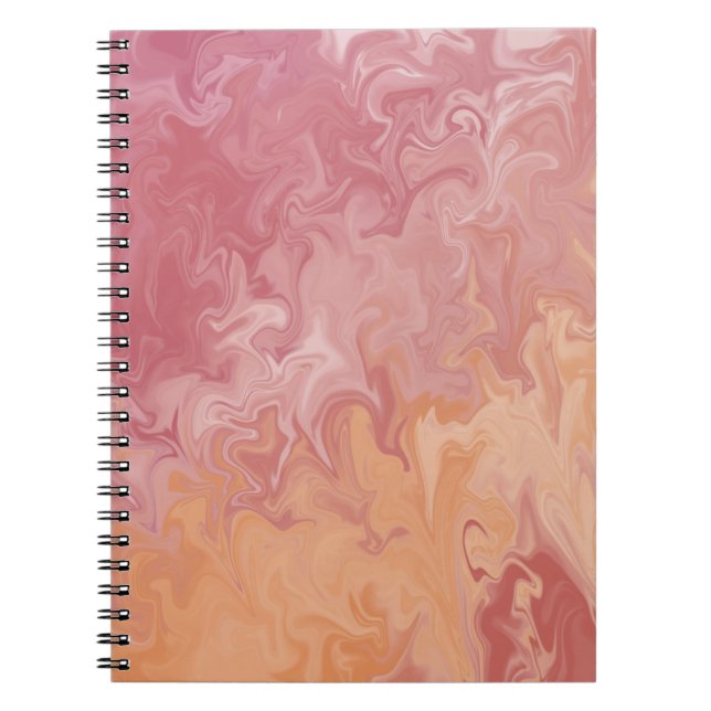 Orange Liquid Marble Abstract Pattern Notebook (Front)