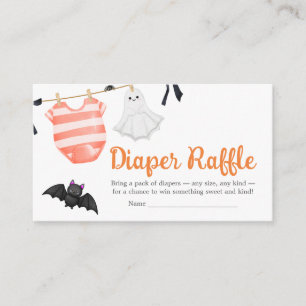 Orange Little Boo Baby Shower Diaper Raffle Enclosure Card