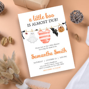 Orange Little Boo Baby Shower Invitation