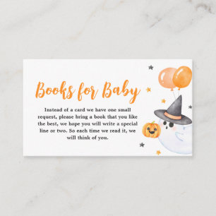 Orange Little Boo Ghost Baby Shower Books for Baby Enclosure Card