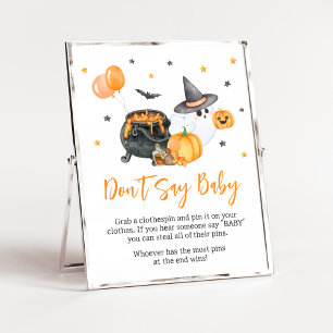 Orange Little Boo Ghost Baby Shower Don't Say Baby Poster