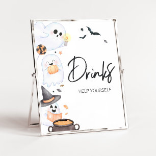 Orange Little Boo Halloween Baby Shower Drinks Poster