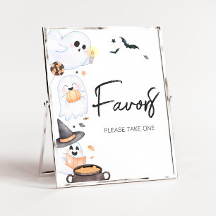 Orange Little Boo Halloween Baby Shower Favours Poster