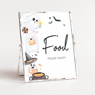 Orange Little Boo Halloween Baby Shower Food Poster